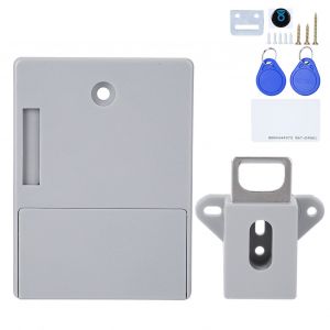 Serrure d'armoire intelligente 125 kHz, carte RFID electronique, ouverture sans percage, pour casier de sauna, armoire, gris - Neuf