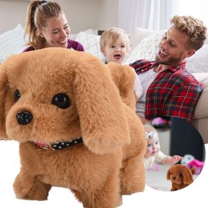 Jouet En Peluche Interactif &Eacute;lectronique Pour Chien, Chiot En Peluche Qui Marche, Aboie Et Remue La Queue, Abricot - Neuf