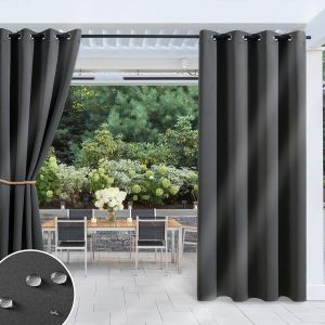 Mevronisshop-Rideau Pour Pergola,Rideau D'ext&eacute;rieur Avec ?illets,Rideau De Balcon Opaque Rideaux De Protection Solaire Imperm&eacute;able Pour Terrasse, Fen&ecirc;tres, Tonnelle De Jardin, Gris L132 X H215 Cm(1 P - Neuf