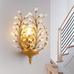 Subzonal-Appliques Murales En Cristal Appliques Murales Rustiques De Style Fran&ccedil;ais R&eacute;tro Vintage Pour Couloir Porche Palier Chambre &Agrave; Coucher 1 Lumi&egrave;re E14 Or (1 Paquet) - Neuf