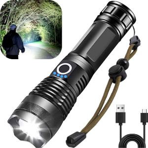 Lampe torche longue portée P70, zoom télescopique, rechargeable par USB, idéale pour les cavaliers de nuit (style 1) - Neuf