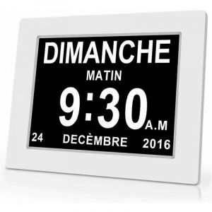 Horloge Calendrier Numérique Avec Date Et Heure Horloge Alzheimer Pour Parents, Rappel De Médicaments Pour Grands-Parents Et Enfants, Blanc, 204 X 143 X 24 Mm - Neuf