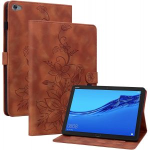 ?tui pour Huawei MediaPad M5 Lite (BAH2-L09/W09/W19/AL10) (10,1 Pouces) PU Cuir Flip Coque Protection avec Support Housse Case Portefeuille Cover Impression Brun - Neuf