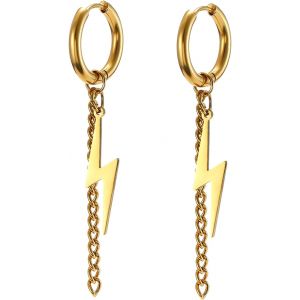 Kal-Boucles D'oreilles Pendantes En Forme D'éclairs Boucles D'oreilles À Crochets Flash Thunder Fashion Bijoux Punk Cadeau De Fête Hip Hop 80s Pour Les Femmes Et Les Hommes - Neuf