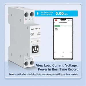Tuya WIFI Disjoncteur intelligent 1P+N 1A-63A Rail DIN réglable - Neuf