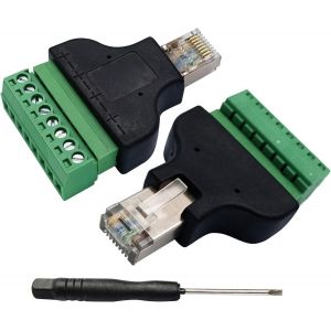 RJ45 Borne &agrave; vis RJ45 8P 8C M&acirc;le &agrave; 8Pin Femelle Boulon Vis Type bornes Ethernet Net Network Pluggable Type Jack Plug pour AV CCTV UTP DVR Cat5 Cat6 Cat7 Coupleur (2 Pack/M&acirc;le) - Neuf