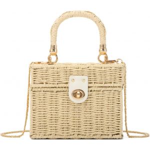 Senior-Fourre-Tout Carré En Rotin Tissé À La Main Pour Femmes, Sac En Paille, Sac De Plage D'Été Pour Dames, Sac À Bandoulière En Osier[L2678] - Neuf