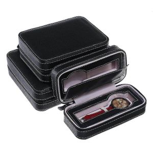 2/4/8 Fentes Portable Pu Leather Zipper Watch Box Storage Case Bag - Neuf