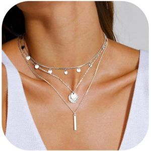3pcs Collier Femme Or Collier Acier Inoxydable Femme Collier Pendentif En Argent Avec Croix Perles Coeur Cha&icirc;ne Serpent Or Collier Ras De Cou R&eacute;glables Chaine Bijoux Avec Coffret Cadeau - Neuf