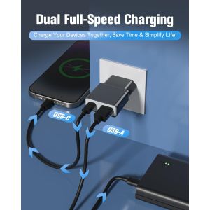 Prise Pour C&acirc;ble De Charge Usb, 5V 1A 2Port Usb C+ A Prise Secteur Chargeur, 5W Prise De Charge, Adaptateur De Prise Adaptateur Pour Iphone, Galaxy, Xiaomi,Huawei (Epaisseur 1.45Cm/3Paquet) - Neuf