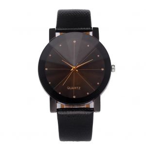 Montre &Agrave; Bracelet En Cuir Pu &Agrave; Motif De Ligne Sym&eacute;trique &Agrave; Motif De Strass (Noir) - Neuf