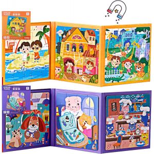 ERYI-Jeu Magnétique Puzzle - Jeux De Voyage Enfants À Partir De 3 4 5 Ans - Pour Occuper Les Enfants En Avion/Voiture (Vacances + Emploi, 2Pcs) - Neuf