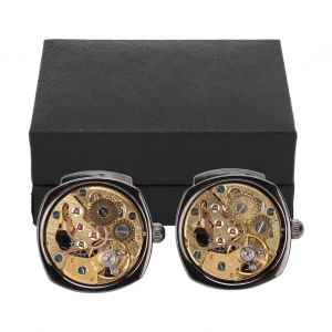 Boutons De Manchette Mecaniques Argentes Et Noirs, Galvanoplastie, Mouvement Brillant, Boutons De Manchette Uniques Et Elegants Pour Hommes - Neuf