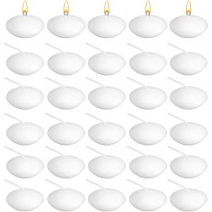 30 Pièces Bougies Flottantes Non Parfumées pour Centres de Table Bougies Chauffe-Plat Floating Candles Bougies Décoratives pour Fête de Mariage Piscine Spa Saint-Valentin Noël - Neuf