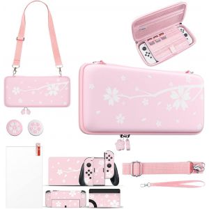 &Eacute;tui de Transport Compatible avec Console Nintendo Switch/OLED/Lite, Accessoires et Jeux, &eacute;tui de Voyage, Pochette de Rangement Rigide Portable avec Poches - Neuf