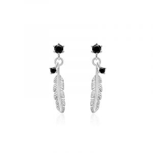 Boucles D'oreilles Fantaisie En Argent Sterling En Forme De Plume Avec Zircon, Bijoux Ethniques Charmants, Cadeaux De Noël Pour Mère, Épouse, Petite Amie - Neuf