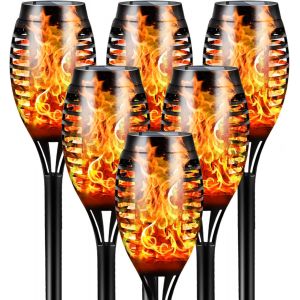 Torche Solaire Lumi&egrave;res &Eacute;tanche, 6 Pack 12led Danse Flamme Scintillante Lumi&egrave;res Solaires D&eacute;coration De Paysage &Eacute;clairage Cr&eacute;puscule S&eacute;curit&eacute; Pour Chemin De Patio De Jardin - Neuf