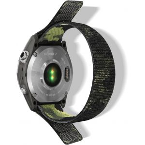 Nylon Bracelet Pour Garmin Quatix 8 47Mm/Quatix 7 Pro/Tactix 8 47Mm/Fenix8 47 Mm/F&iquest;nix 7Pro/F&iquest;nix 6Pro Bracelet Respirant Pour Descent G2/Fenix E/Epix 2 (Quickfit 22Mm, Camouflage Arm&eacute;e Vert) - Neuf