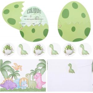 lbgwp60-Lot De 12 Cartes D'Invitation Dinosaures Pour Anniversaire D'Enfant, Invitations De Fête, Cartes D'Invitation Pour Anniversaire D'Enfant Garçon, Papier Cadeau Dinosaure, Cartes D'Invitation P - Neuf