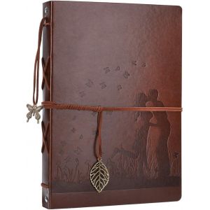 Maa-Album Photo Cuir, Traditionnel Album Scrapbooking Mariage Adhesif Pages Noire Cuir Vintage, Cadeau Original Fete Des Meres Maitresse D'école Femme Noel Nouvel An Valentin Anniversaire Etc, Baiser - Neuf