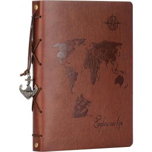 Tianyi-Album Scrapbooking 60 Pages,Voyage Album Photo En Cuir Carte Du Monde Vintage Bricolage Photo Livre Rétro Spéciales Cadeaux D'anniversaire De Saint-Valentin Pour Le Père Copain - Neuf