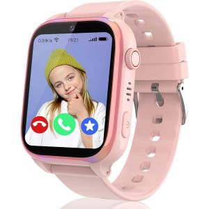 Ip68 Montre Connect&eacute;e Enfant 4G, Smartwatch Enfant Gps Et Appel, Chat Vid&eacute;o/Vocal, Alarme, Sos, Sommeil, Mode Classe, 7 Jeux, Calendrier, Calculatrice,Montre Gps Enfants Cadeau D'Anniversaire De No&euml; - Neuf