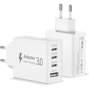 LORANKA-2Pack Chargeur USB C Multiple, 4 Port 50W Prise Secteur USB C Prise USB Aadaptateur Chargeur Type C Charge Rapide Alimentation pour iPhone 17 16 15 14 13 12 11 Pro Max XR 8 7 Plus Mini SE,iPa - Neuf