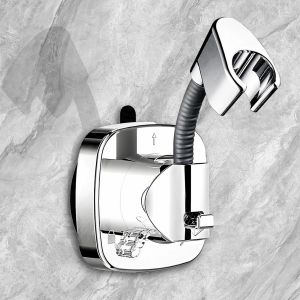 JGD-Support de pommeau de douche rotatif &agrave; 360&deg; sans per&ccedil;age avec ventouse, support de douche amovible, accessoires de douche pour douchette (argent) - Neuf