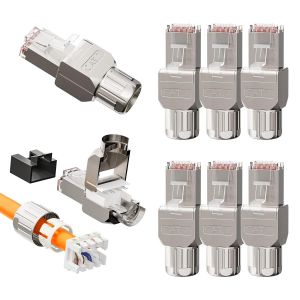 Lot De 8 Connecteur Rj45 Sans Outil, Cat7 Cat6A Pour C&acirc;ble D'Installation Fiche Rj45 Blind&eacute; 10 Gbps 600Mhz, Supporte Les C&acirc;bles R&eacute;seau De 22 &Agrave; 24 Awg - Neuf