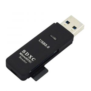 Lecteur de carte USB 3.0 adaptateur USB SDXC TF 2 en 1 pour tablettes PC ordinateur Portable Mini Portable USB3.0 lecteur de carte TF pour ordinateurs de bureau--Black - Neuf