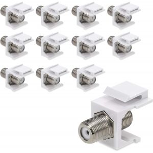 12x Embase Keystone Prise F - Module Connecteur pour C&acirc;ble TV Satellite Prise F Standard - Montage Snap-in - Panneau de Brassage - Neuf