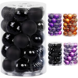 Boule De No&euml;l Ornements De Pr&eacute;-Cordes D&eacute;corations D'Arbre De No&euml;l De Vacances Boules Suspendues Noir - Neuf