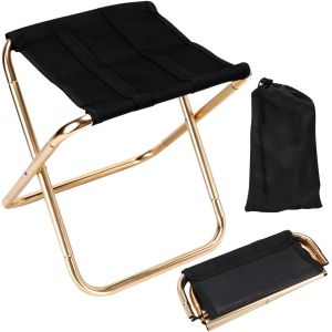 (L'or Noir)Mini Camp Des Selles, Léger, Portable, De Plein Air Chaise De Camping Pliante Repose-Pieds De Chaises Pour L'extérieur, La Pêche, La Randonnée, Le Jardinage Et La Plage, T - Neuf