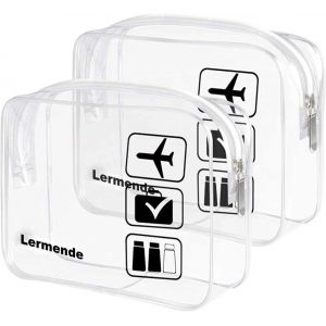 MAA-Trousse de toilette de voyage transparente pour articles de toilette, trousse de maquillage transparente pour femme, sac conforme à différentes tailles, claire, Lot de 2, Trousse de toilette - Neuf
