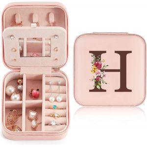 Tianyi-Bo&icirc;te &Agrave; Bijoux Avec Lettre Initiale Personnalis&eacute;e, Boite A Bijoux Femme, Pu Boite Rangement Bijoux, Petite Bo&icirc;te De Rangement De Bijoux De Voyage Cadeaux Pour Femmes Et Filles Anniversaire(H) - Neuf