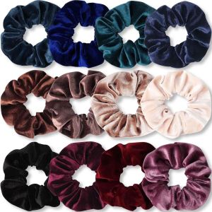 12 Pcs Chouchou Cheveux Femme Velours Chouchou Satin Scrunchies Tie Dye Élastiques Cheveux Accessoire Cheveux - Neuf