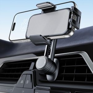 Support Telephone Voiture Porte T&eacute;l&eacute;phone: [360&deg; Rotation & Op&eacute;ration &Agrave; Une Main] Porte Smartphone Voiture Bouche D'a&eacute;ration Socles De T&eacute;l&eacute;phone Portable Automobile-Gris Clair - Neuf