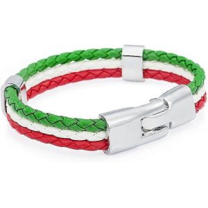Tressé Italien Tricolor Thème Unisexe Bracelet Vert Blanc Et Rouge - Neuf