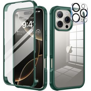Eryi-Coque Pour Iphone 16 Pro Max 6,9"", Antichoc Housse Avec [Verre Trempé Et Caméra Protecteur] 360° Protégé Etui Double Face Case Robuste Transparent Intégrale Étui Pour Iphone 16 Pro Max, Vert - Neuf