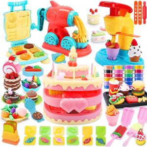 73 Pi&egrave;ces Accessoires P&acirc;te &agrave; Modeler Set de p&acirc;te &agrave; Modeler,4 en 1 P&acirc;te &agrave; Modeler pour Enfants avec Machine &agrave; Glace Machine &agrave; Burger Machine &agrave; p&acirc;tes Machine &agrave; g&acirc;teau,Pate &agrave; Modeler d&egrave;s 3 Ans - Neuf