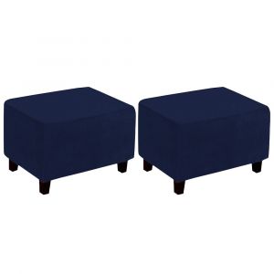 Lot de 2 housses extensibles pour poufs rectangulaires, en polyester, faciles &agrave; installer et r&eacute;sistantes aux taches. - Neuf