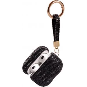LORANKA-Coque Brillante Compatible avec AirPods 3e g&eacute;n&eacute;ration avec Porte-cl&eacute;s, Protection Antichoc en Strass de qualit&eacute; sup&eacute;rieure pour AirPods 3 (Noir avec Porte-cl&eacute;s) - Neuf