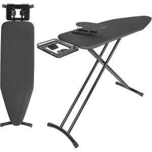 MEVRONISSHOP-110x30 CM Planche &agrave; Repasser avec Repose-Fer, Table &agrave; Repasser Pliable avec Housse R&eacute;sistante &agrave; Chaleur, Hauteur R&eacute;glable de 62 &agrave; 79CM, Table &agrave; Repasser avec Pieds Antid&eacute;rapants (Noir) - Neuf