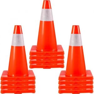 C&ocirc;nes de Signalisation-Duoku-Lot de 12, 18 po-C&ocirc;nes de Stationnement de S&eacute;curit&eacute;-avec Base en PVC-C&ocirc;nes de Signalisation Orange - Neuf
