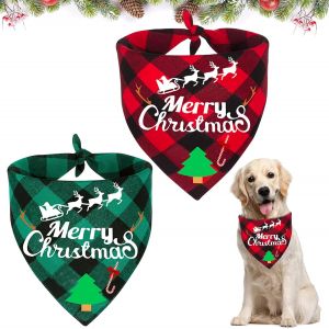Jgd-Bandana De No&euml;l Pour Chien, 2 Pcs, Cadeau Et Foulard Chien, D&eacute;guisement Accessoires Pour Animaux De Compagnie De Petite Et Grande Taille - Neuf