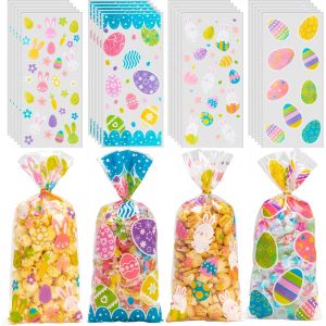 Mevronisshop-Sachets De Bonbons De P&acirc;ques, 100 Sacs De Friandises De P&acirc;ques Avec 100 Liens Torsad&eacute;s Dor&eacute;s, Sacs De Friandises De Bonbons De P&acirc;ques Pour Les Enfants - Neuf