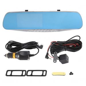 Camera de surveillance de voiture DVR 4,3 pouces 1080p, enregistreur video de conduite, retroviseur a double objectif - Neuf
