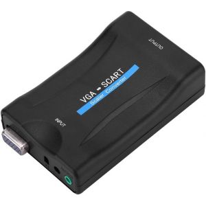 Adaptateur de Convertisseur Audio Vidéo VGA vers Péritel USB avec Télécommande,Accessoires Professionnels - Neuf
