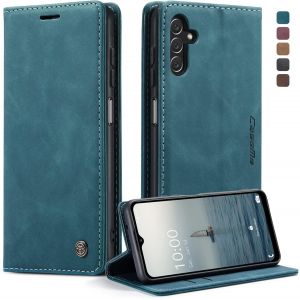 Maa-Coque Samsung Galaxy A14 4g/5g, Housse Antichoc En Cuir Pu Premium Fentes Cartes Etui Pochette De Portefeuille Avec Fonction Support Case À Rabat Pour Samsung Galaxy A14 4g/5g -Bleu Vert - Neuf