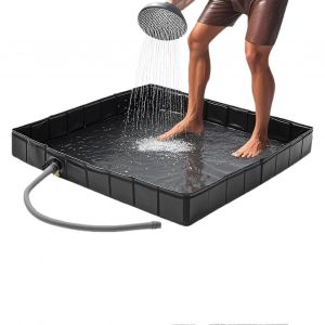 Douche Portable, Pliable Avec Trou De Drainage, Accessoire De Camping Pour Sauna, Bain Pour Animaux De Compagnie, Jardin, Terrasse, Camping - Neuf